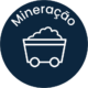 Ícone azul de mineração utilizado na seção de logística.
