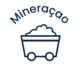 Ícone branco de mineração utilizado na seção de logística.